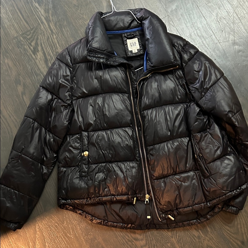 GAP Shiny Black Puffer Jacket